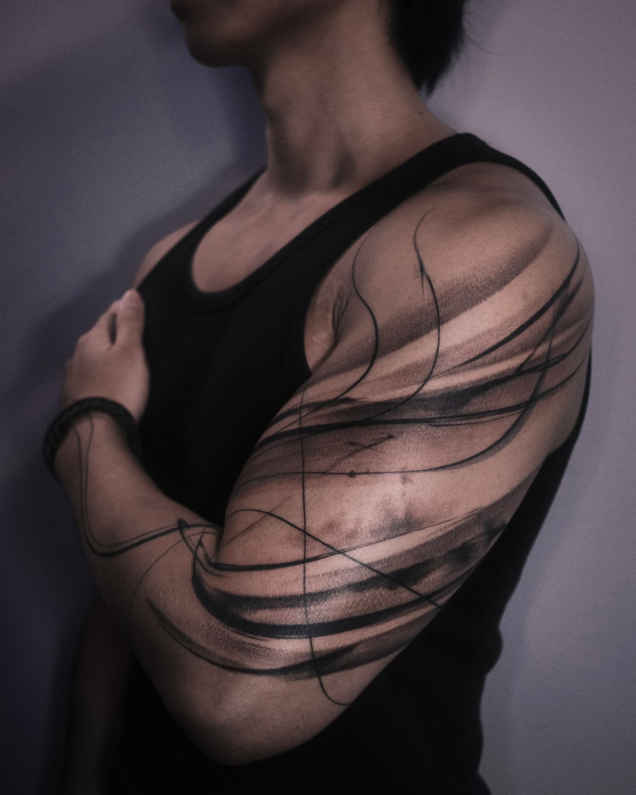 Abstract flowing brushwork half sleeve — London's Glitch